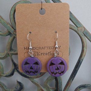 PURPLE JACK O LATERN EARRINGS- NEW -HALLOWEEN